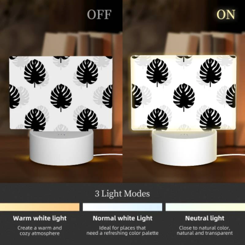 Rectangular Acrylic Night Light, A pattern of trees with black and white leaves. Rectangular Acrylic Night Light, A Pattern Of Trees With Black And White Leaves. -Nuas Diy Shop cc93016b9bde17d9ad13f7946f40e34f01ba5bf7
