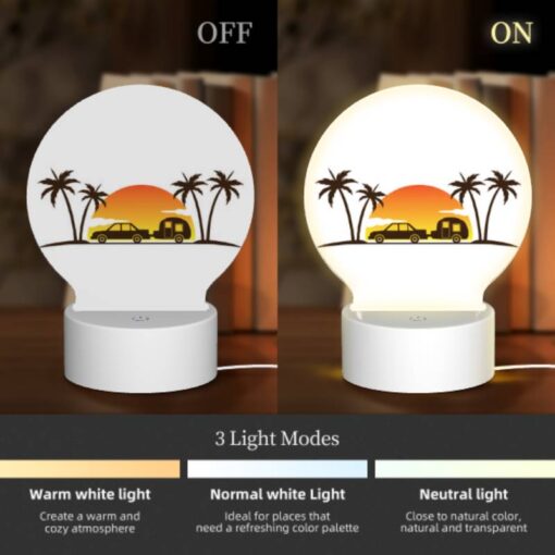 Round Acrylic Night Light, A Car Is Driving Down A Road With A Camper Trailer Attached To It. -Nuas Diy Shop ccb287f8f93e050fe144981d682047ae78888de0