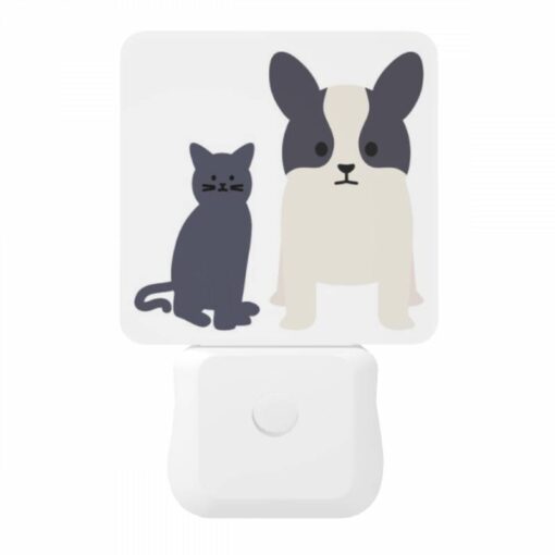 Night Light, A Black Cat And A Black And White Dog Standing Next To Each Other. -Nuas Diy Shop cd3f24b3f127970605c3c8020d0b57c3216e7137
