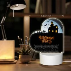 Love Acrylic Night Light, A Halloween Treat Poster With A Spooky House And Bats. -Nuas Diy Shop cd5cf976a2872435104adc9900e0bc77ea8d2816