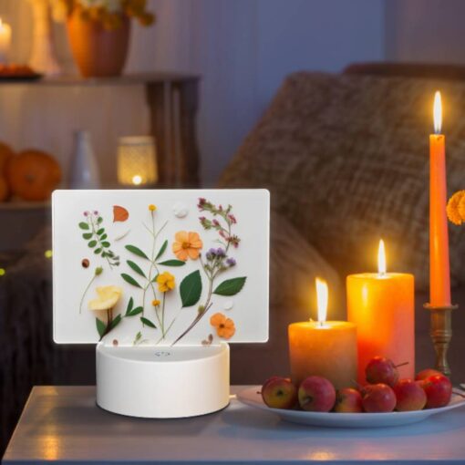 Rectangular Acrylic Night Light, A Collection Of Flowers And Leaves On A White Background. -Nuas Diy Shop cd6f15aaa85ab2ac2df942b4aa241ddfc329037b