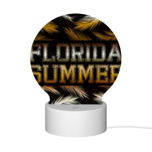 Round Acrylic Night Light, A Black And Yellow Sign That Says Florida Summer. -Nuas Diy Shop cda3233fdc79667490ded2769daeb071e77bf951