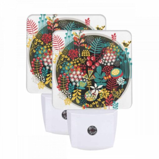 Night Light Set Of 2, A Colorful Circle With A Variety Of Plants And Fruits. -Nuas Diy Shop cdb7ab566af80f3e3097d4ae549f68650ca04541