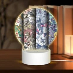 Round Acrylic Night Light, Four Different Colored Designs Of A Woman's Face.