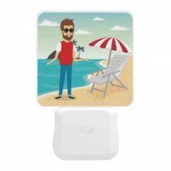 Night Light, A Man Wearing Sunglasses And A Red Shirt Stands On A Beach Next To A Beach Chair. -Nuas Diy Shop cf981f7c7a5fc26cbaad2ba6b4f1393411158468