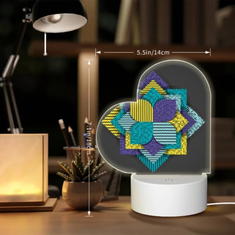 Love Acrylic Night Light, A colorful geometric pattern is displayed on a black background. Love Acrylic Night Light, A Colorful Geometric Pattern Is Displayed On A Black Background. -Nuas Diy Shop cfc180dc43137a3371fe2524907ab45365c09f5c