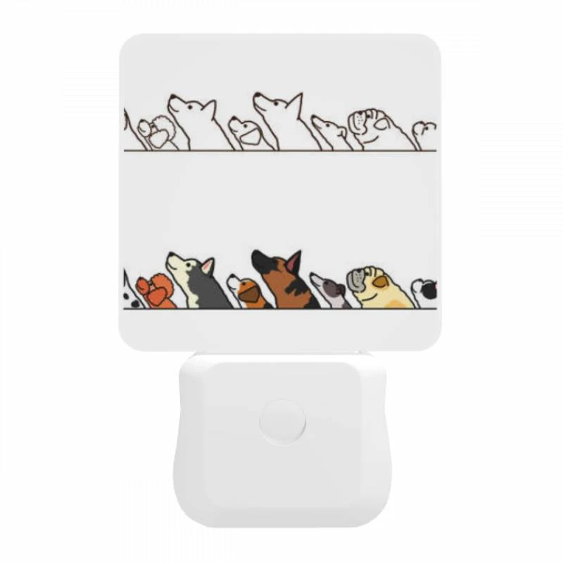Night Light, A line of dogs and a cat are shown in a cartoon drawing. Night Light, A Line Of Dogs And A Cat Are Shown In A Cartoon Drawing. -Nuas Diy Shop cfdcf6ac576fcb685f5c0e51555fe75b23f8edf7