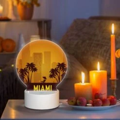 Round Acrylic Night Light, A Cityscape With A Beach Sign And Palm Trees. -Nuas Diy Shop cfedf1afd9c432f14b7267a200b960d9c46058cd