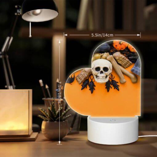 Love Acrylic Night Light, A Skeleton And A Skull Are On A Table With A Bat And A Book. -Nuas Diy Shop d04456d156046e10532e94b06f8bcbe13b035b45