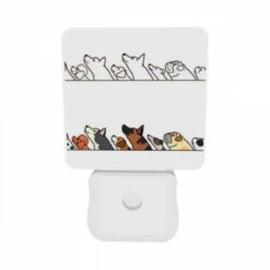 Night Light Set Of 2, A Line Of Dogs And A Cat Are Shown In A Cartoon Drawing. -Nuas Diy Shop d064336b97eeebf3ec14ca28f76b2c0bbfc36f85