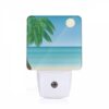 Night Light, A Palm Tree Is On A Beach With A Blue Sky And A Moon In The Background. -Nuas Diy Shop d0e0200cbf035c867fa21e1c3e264247c1c80695