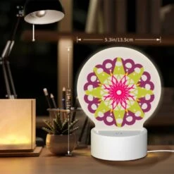 Round Acrylic Night Light, A Colorful Flower With A Yellow Center And Pink Petals. 7 Round Acrylic Night Light, A Colorful Flower With A Yellow Center And Pink Petals. -Nuas Diy Shop d1046cd2647d97bbf92969b51c43103f7d8ab9f7
