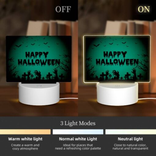 Rectangular Acrylic Night Light, A Halloween Sign With A Green Background And A Bunch Of Bats. -Nuas Diy Shop d15646e021a78eaceae81266def45cbfc7fee543