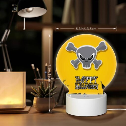 Round Acrylic Night Light, A Happy Halloween Sign With A Skull And Crossbones. -Nuas Diy Shop d1ef9c43d833ff46345bf4b0bee98f00fe2b20d9