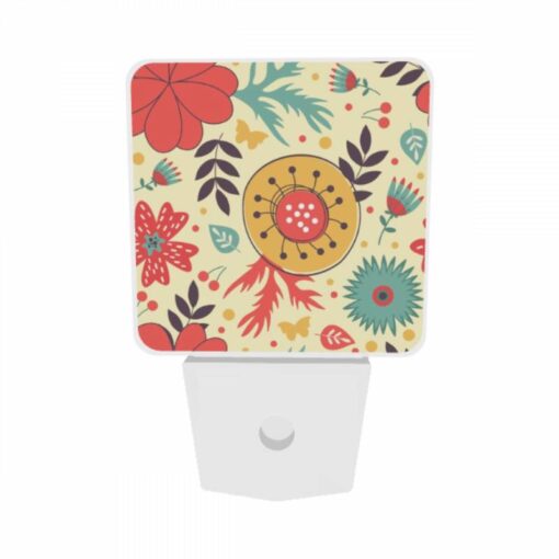 Night Light Set Of 2, A Colorful Floral Pattern With A Yellow Center. -Nuas Diy Shop d2790bd9f2ca8aaa479efd4f4a843e2e5dcfde34
