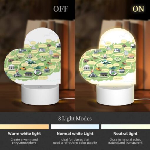 Love Acrylic Night Light, A Map Of Korea With Various Landmarks And Attractions. -Nuas Diy Shop d2f0234ef8895ddbcd16e8afadc1916865c5e83c