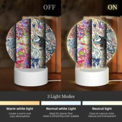 Round Acrylic Night Light, Four Different Colored Designs Of Swirls And Patterns. -Nuas Diy Shop d35de099699341ff21a7222df391189f1d6ed67c