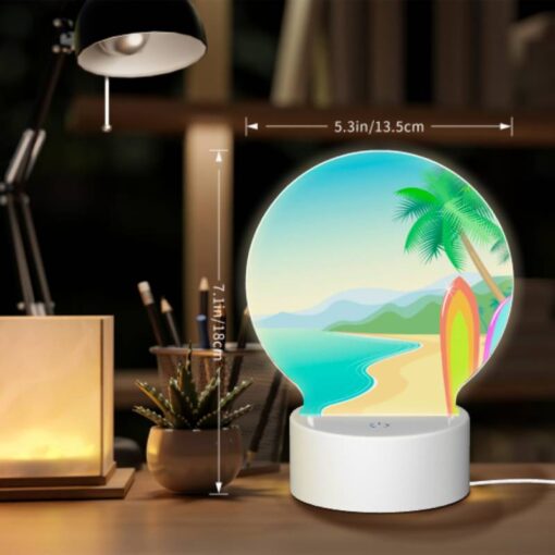 Round Acrylic Night Light, Two Surfboards Are On The Beach -Nuas Diy Shop d3777489b263b8072c494a7f2500c1db754da907
