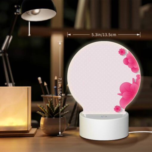 Round Acrylic Night Light, A Pink Flower With A Yellow Center. -Nuas Diy Shop d3b3cae61aa1da42d0cf2de8742421f7a54bc59b