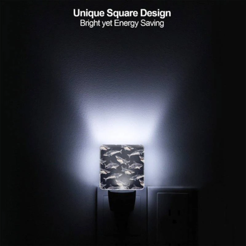 Night Light Set of 2, A pattern of sharks on a blue background. Night Light Set Of 2, A Pattern Of Sharks On A Blue Background. -Nuas Diy Shop d4b019fef93456ac487326eb7a94e1f1fa6c674f