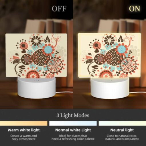 Rectangular Acrylic Night Light, A Colorful Flower Design With A Variety Of Flowers And Leaves. -Nuas Diy Shop d51648a4d0587541cd43bad9b5fca41d9711cb03