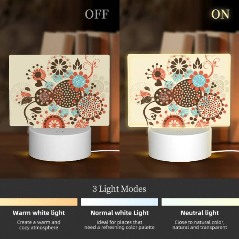 Rectangular Acrylic Night Light, A colorful flower design with a variety of flowers and leaves. Rectangular Acrylic Night Light, A Colorful Flower Design With A Variety Of Flowers And Leaves. -Nuas Diy Shop d51648a4d0587541cd43bad9b5fca41d9711cb03