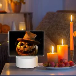 Rectangular Acrylic Night Light, A Pumpkin With A Hat On It. -Nuas Diy Shop d545c55e46afdd52e05e781e5e48740f5e026743
