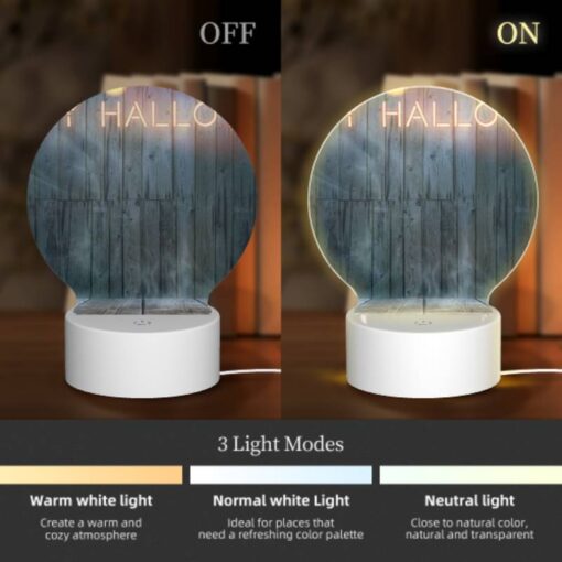 Round Acrylic Night Light, A Sign That Says "Happy Halloween" On A Wooden Wall. -Nuas Diy Shop d5ab2c74b269d1a4f0aa452507ab250b535da237