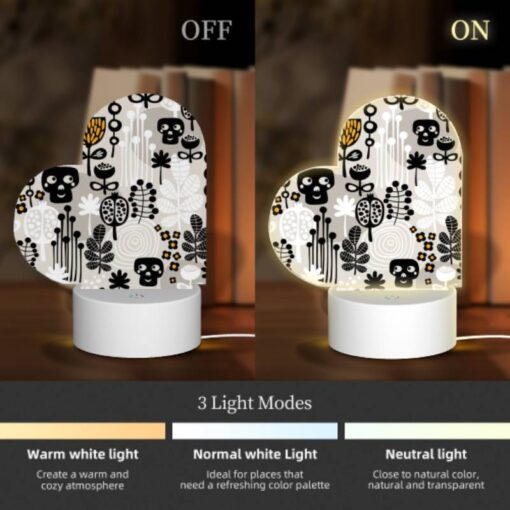 Love Acrylic Night Light, A Pattern Of Skulls And Flowers. -Nuas Diy Shop d5d2e8fbfe02f99f614bcafd4f97ffff862f3225