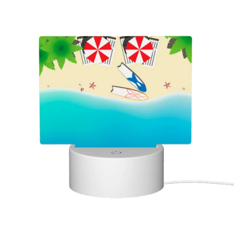 Rectangular Acrylic Night Light, A red and white umbrella is laying on the beach. Rectangular Acrylic Night Light, A Red And White Umbrella Is Laying On The Beach. -Nuas Diy Shop d5d9dec1e55efdbbcceeac0819ac651ad885560e