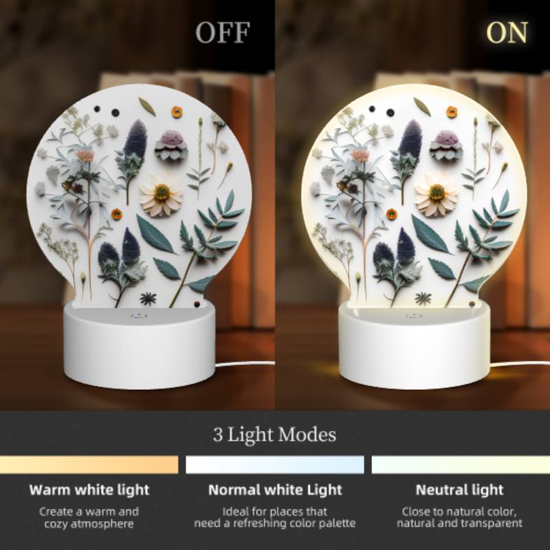 Round Acrylic Night Light, A collection of different flowers and plants. Round Acrylic Night Light, A Collection Of Different Flowers And Plants. -Nuas Diy Shop d63cdabfe3564fee60cb0d201d540d6c0c3b4d8e