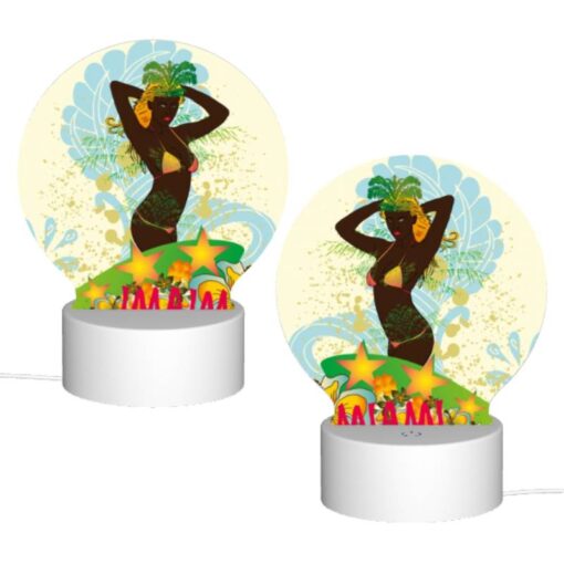 Round Acrylic Night Light, A Woman Wearing A Grass Skirt And A Star Headband Is Posing For A Picture. -Nuas Diy Shop d65f6e9c8a40f90e794f33c73885dd1f47d7de1d