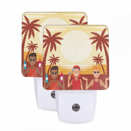 Night Light Set Of 2, Three People Are Standing On A Beach -Nuas Diy Shop d660e55557f9e2ef87b3da5bac34ddfb362785ee