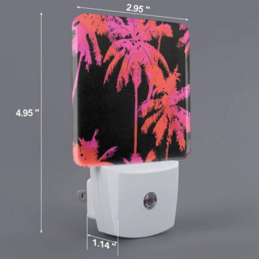 Night Light Set Of 2, A Pink And Red Palm Tree With A Black Background. -Nuas Diy Shop d67f9f6237b3f432876a80cf6d723a9961d9a798