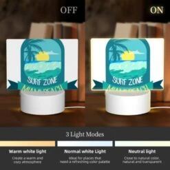 Rectangular Acrylic Night Light, A Logo For Miami Beach With A Sun And Palm Trees. -Nuas Diy Shop d69653aa67ddc47255e1ebf82b183ccb3ed24b9b