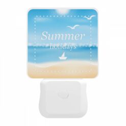 Night Light, A Blue And White Sign That Says "Summer Holidays" With A Sailboat On The Beach. -Nuas Diy Shop d7379196d34c382ddfbf949003edf7176cd6e1da