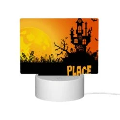 Rectangular Acrylic Night Light, A Spooky Halloween Scene With A Haunted House And Bats Flying Around. -Nuas Diy Shop d73a1055597509dad07d6f9aced9434485502d9e