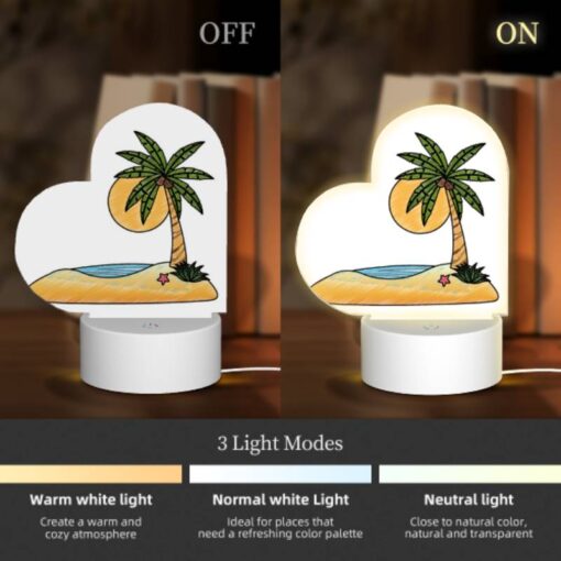 Love Acrylic Night Light, A Cartoon Drawing Of A Palm Tree On A Beach. -Nuas Diy Shop d749d2ae9e5792ad7e57132ed081c16efc84931a