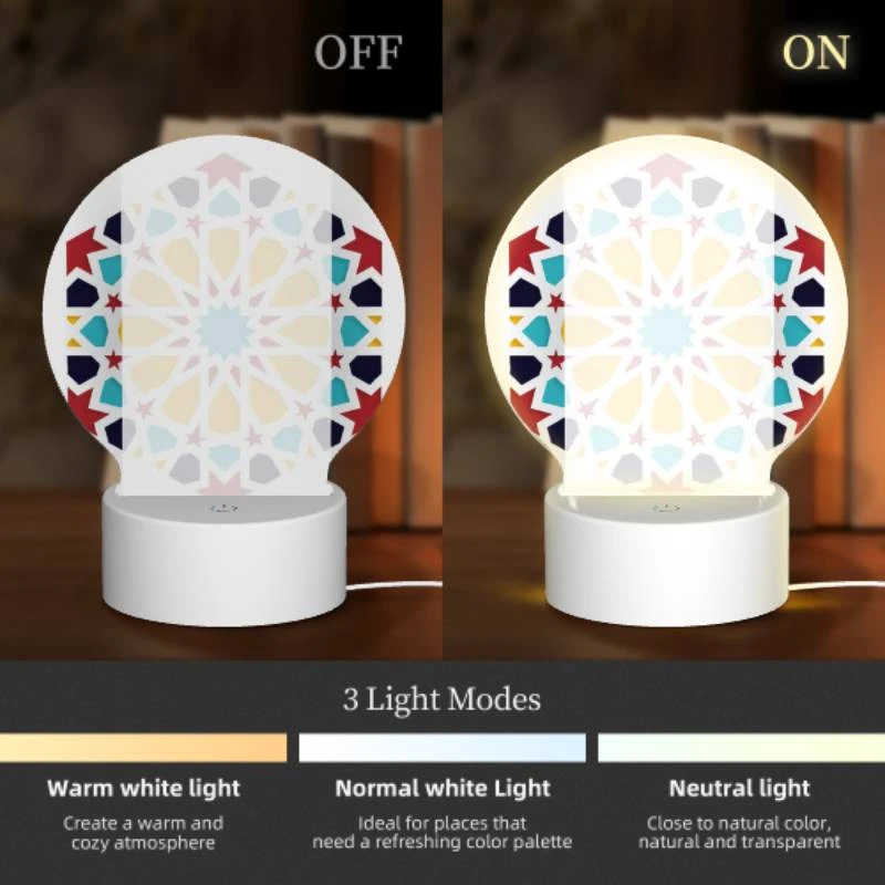 Round Acrylic Night Light, A colorful star pattern is displayed on a white background. Round Acrylic Night Light, A Colorful Star Pattern Is Displayed On A White Background. -Nuas Diy Shop d8560d689f99612980f010075d5b911b125886d6