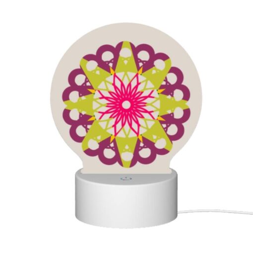 Round Acrylic Night Light, A Colorful Flower With A Yellow Center And Pink Petals. -Nuas Diy Shop d871f453e69bacefb2596adc75d820946fc8a0a3