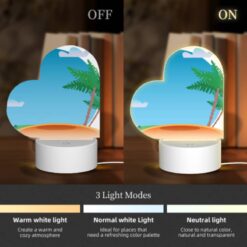 Love Acrylic Night Light, A Palm Tree Is On A Beach With A Blue Sky And Clouds In The Background. -Nuas Diy Shop d89d0d708fd37a6fa1ed50a6897d80f5c76ba51a