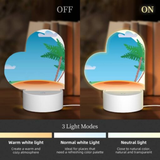 Love Acrylic Night Light, A Palm Tree Is On A Beach With A Blue Sky And Clouds In The Background. -Nuas Diy Shop d89d0d708fd37a6fa1ed50a6897d80f5c76ba51a