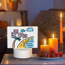 Rectangular Acrylic Night Light, A Cartoon Drawing Of A Beach With A Palm Tree And A Road. -Nuas Diy Shop d8b0accbf539daf3be30824c7488bcf2b4685233