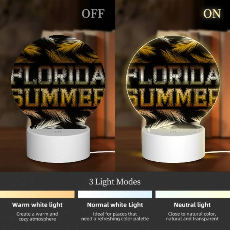 Round Acrylic Night Light, A black and yellow sign that says Florida Summer. Round Acrylic Night Light, A Black And Yellow Sign That Says Florida Summer. -Nuas Diy Shop d8ca9a6f493f56351d9db8d7c95dafdf9c1adb50