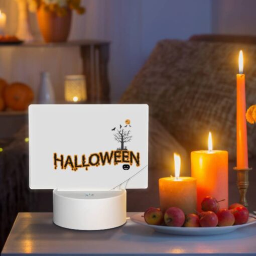 Rectangular Acrylic Night Light, A Spider Web With A Tree And A Pumpkin In The Middle. -Nuas Diy Shop d8dc9e4409ab152e1a3b47cf8e4d626b23ea03ab