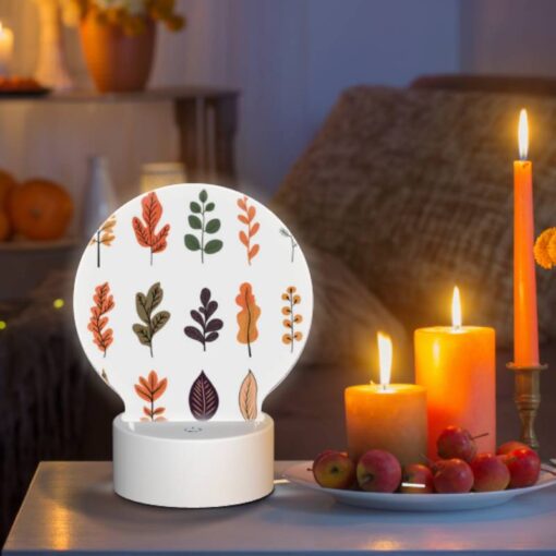 Round Acrylic Night Light, A Collection Of Different Colored Leaves. -Nuas Diy Shop d921290a72a5a772fa47461f9cad6201b2dd8358