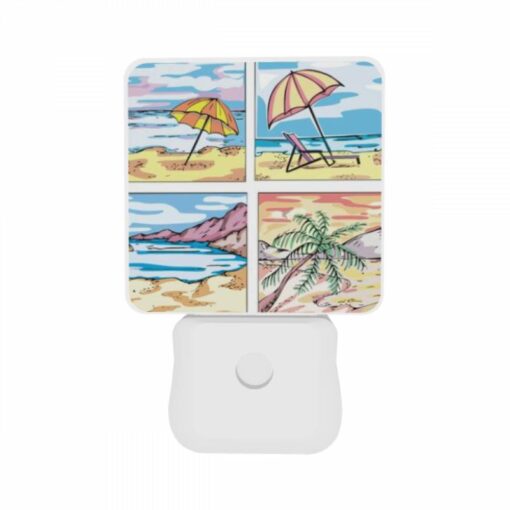 Night Light Set Of 2, A Series Of Four Pictures Of A Beach With Umbrellas And Chairs. -Nuas Diy Shop d9dfd3f92d3d8939536b682a8f63c443dc084e3c