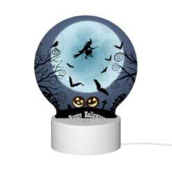 Round Acrylic Night Light, A Witch Flies Over A Moonlit Night With A Full Moon And Bats Flying Around. -Nuas Diy Shop d9e26e09740ec2ccf1a907b4272c9ed62f1ed834