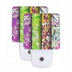 Night Light Set Of 2, Three Colorful Designs Are Displayed On A Row.