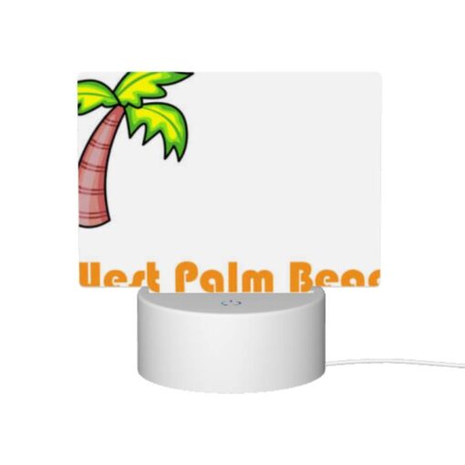 Rectangular Acrylic Night Light, A Cartoon Drawing Of A Palm Tree And The Words "West Palm Beach" On A White Background. -Nuas Diy Shop dace199aa7d32ef30a609dd803d2656b47ba313f